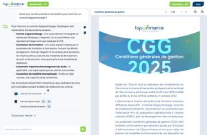 Interface Utilisateur Chatbot affichant la réponse et la source PDF